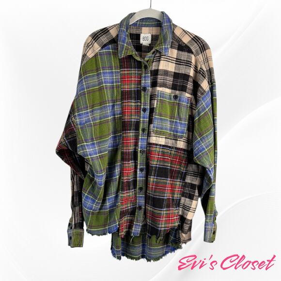 Urban Outfitters BDG Women's  Flannel Oversized Multi Color Button Down Shirt  M - Picture 6 of 10